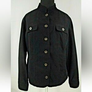 Chico’s Black Crop Denim Like Button Up Pockets Jacket Blazer
2/L/12
